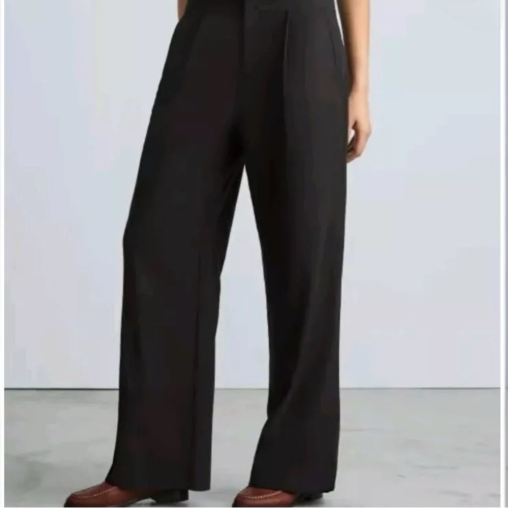!!SOLD!! NWT EVERLANE THE WAY HIGH DRAPE PANT BLACK WIDE LEG RELAXED PLEATED 2S - Picture 1 of 15